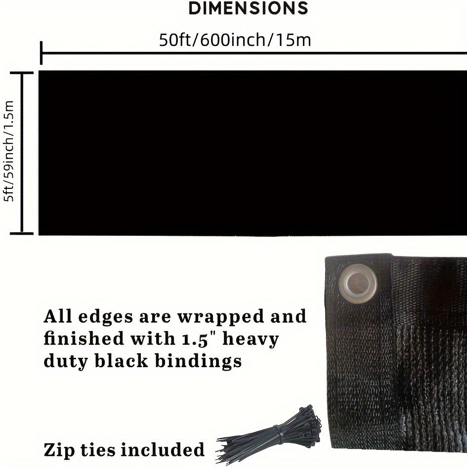 Black Plastic Mesh Garden Privacy Screen UV Resistant Wind Blocker Grommets Cable Ties