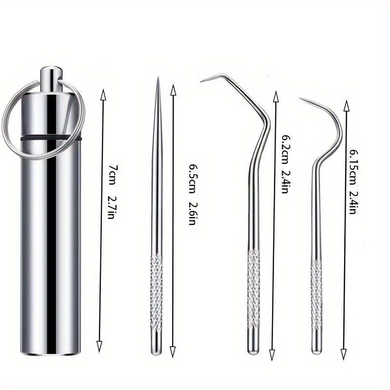Set of Stainless Steel Toothpicks Dental Picks for Cleaning and Stain Removal with Portable Floss and Interdental Tools for Home Travel and Outdoor Use