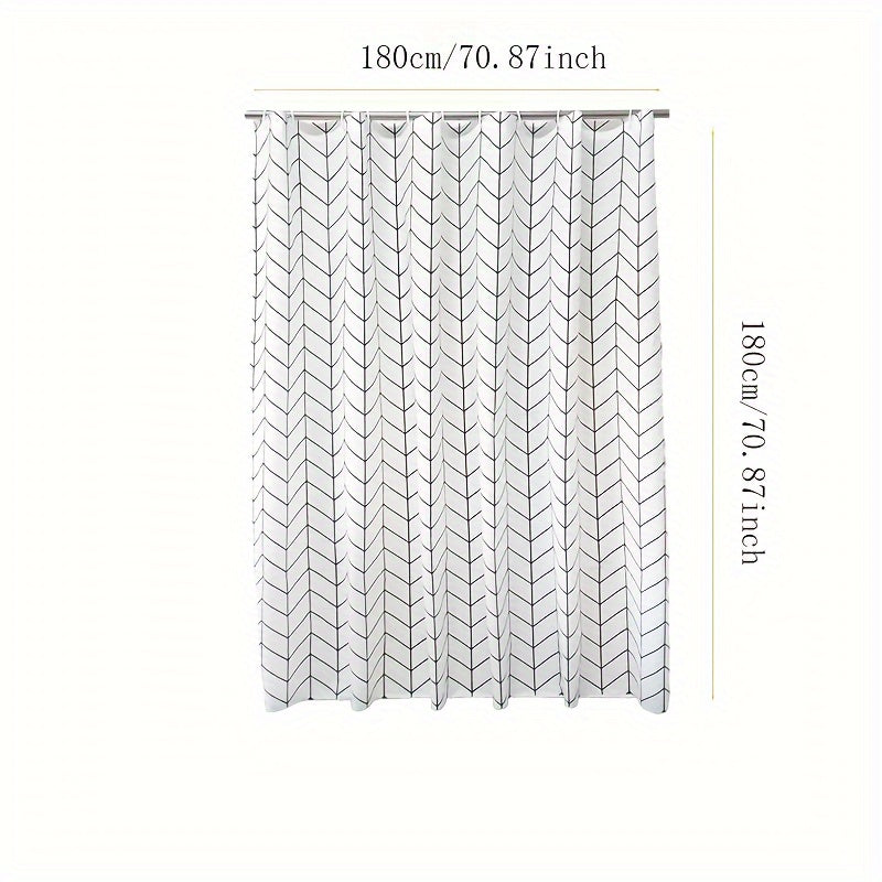Водонепроницаемая, стойкая к пятнам перегородка для душа из PEVA, современный минималистичный дизайн, не требует сверления, включает 12 крючков.
