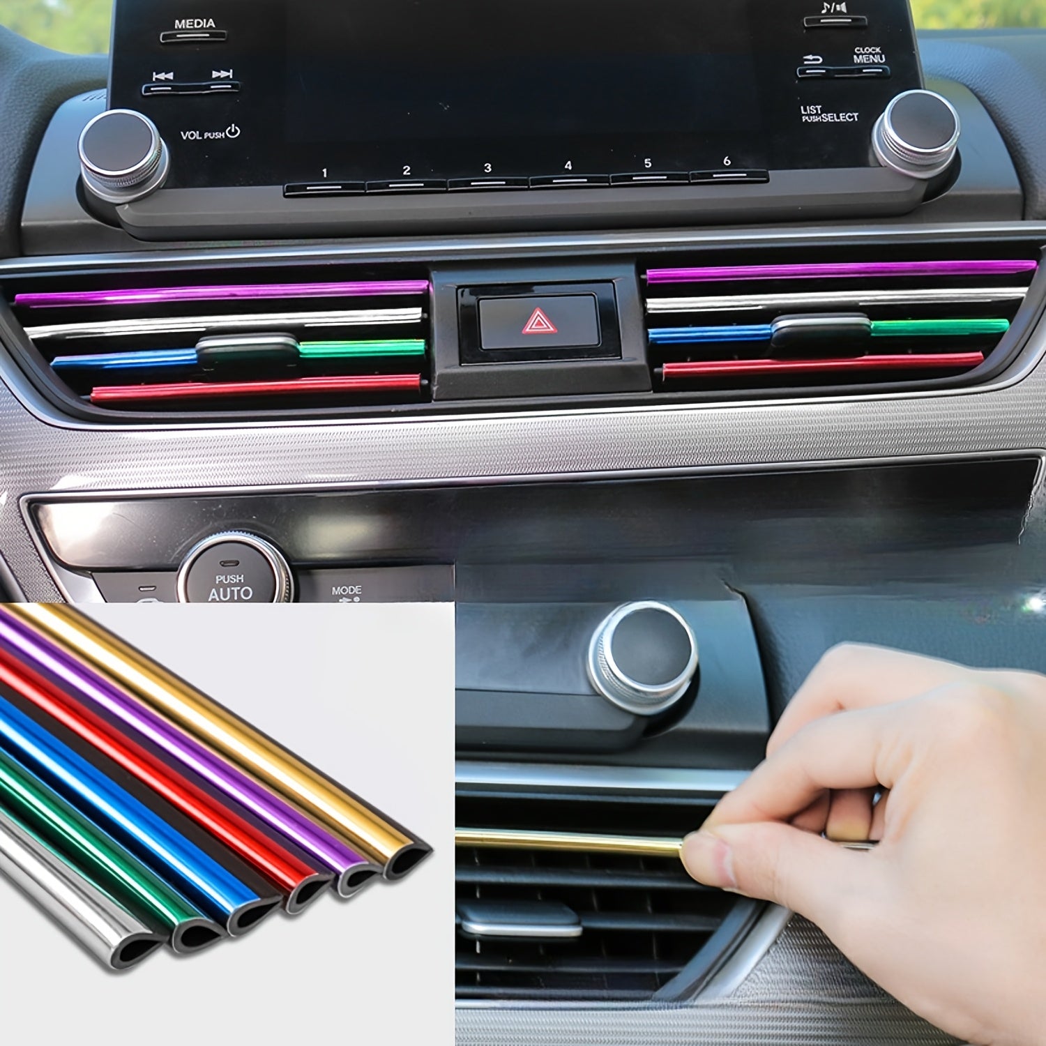 20pcs Black PVC Car Air Vent Trim Strips Decorative Accents for Outlets