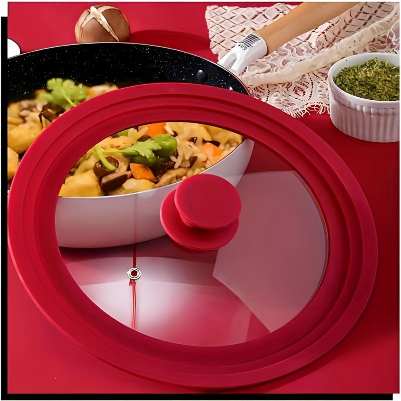 20-28cm qovurilgan panlar uchun silikondan qoplangan universal temperli shisha qozon qopqog'i