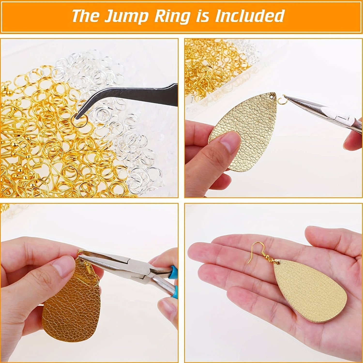 600-Piece Earring Findings Kit with Jump Rings and Rubber Backs for DIY Jewelry Making