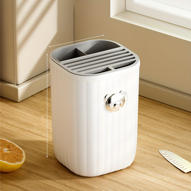 Kitchen Knife Holder and Storage Rack with Drainable Bottom and Chopstick Tube for Harvest Thanksgiving Christmas Decor