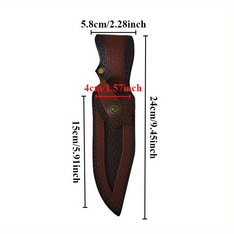 Leather Knife Sheath with Belt Loop Dual-Layer Cowhide Protector for Camping Kitchen