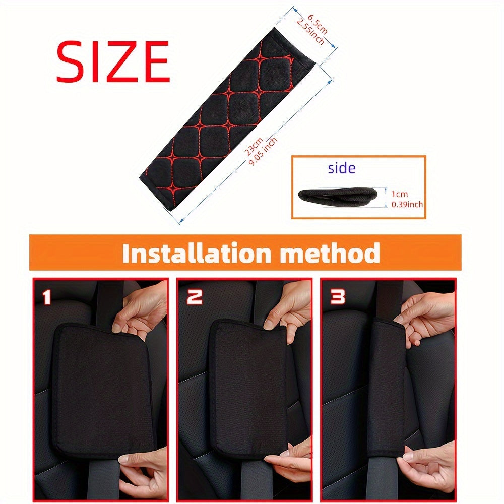 2 dona Lino teksturali to'qilgan mato yelka yostiqchalari, sirpanishga qarshi, qulay, avtomobil kamarasi