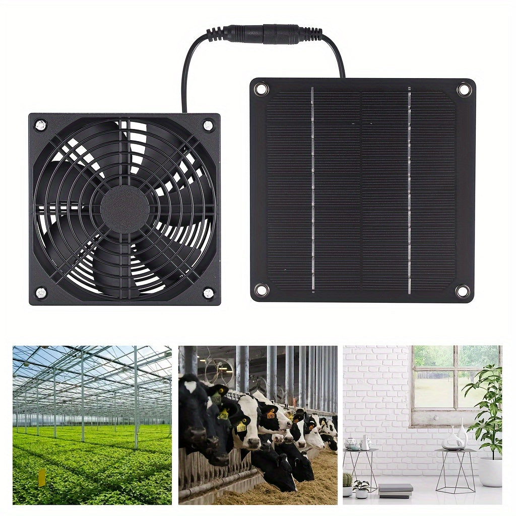Portable Solar-Powered Fan Kit with 2W9V Panel, Ventilation, and Extension Cord