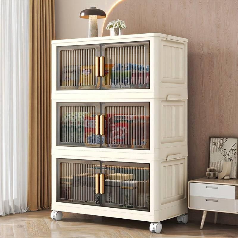 Foldable Plastic Storage Cabinet Multi-Layer Space-Saving Organizer for Home Desk Drawer