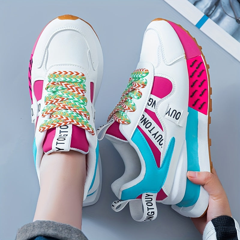 Women's Fashion Sneakers Low Top Lace-Up PU Upper Fabric Lining PVC Sole All-Season
