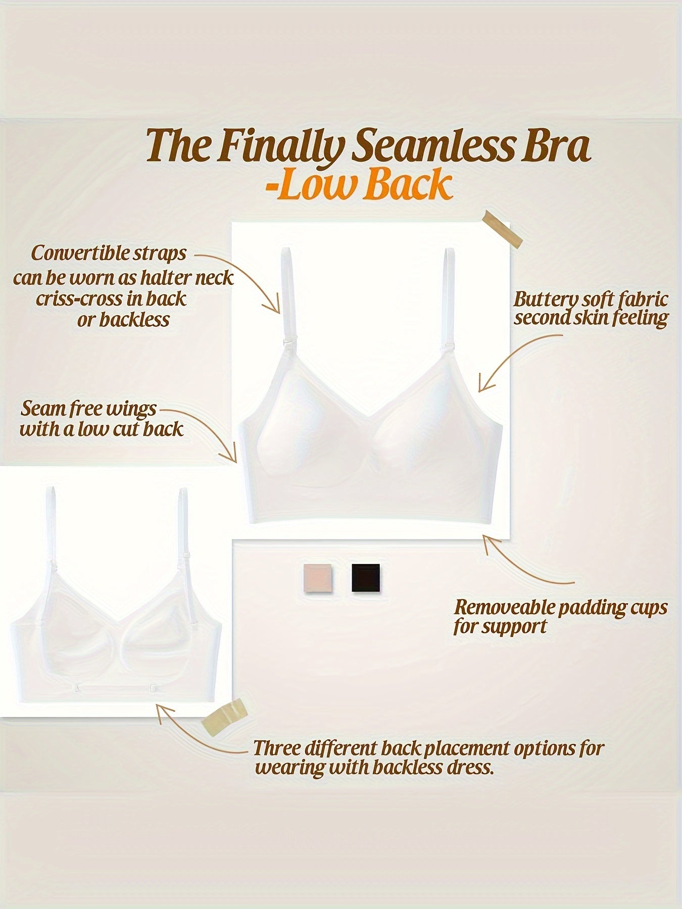 Seamless 3-Way Lace Bra with Comfortable Fit and Stylish Back Design