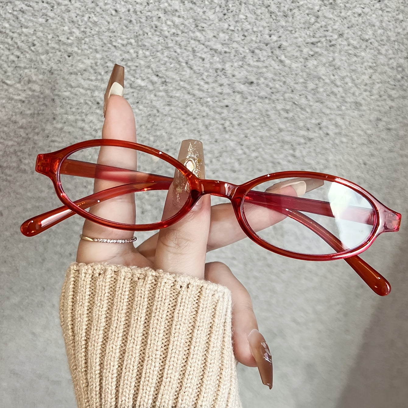 Women's Oval Clear Lens Glasses Polycarbonate Full Rim Transparent Gradient