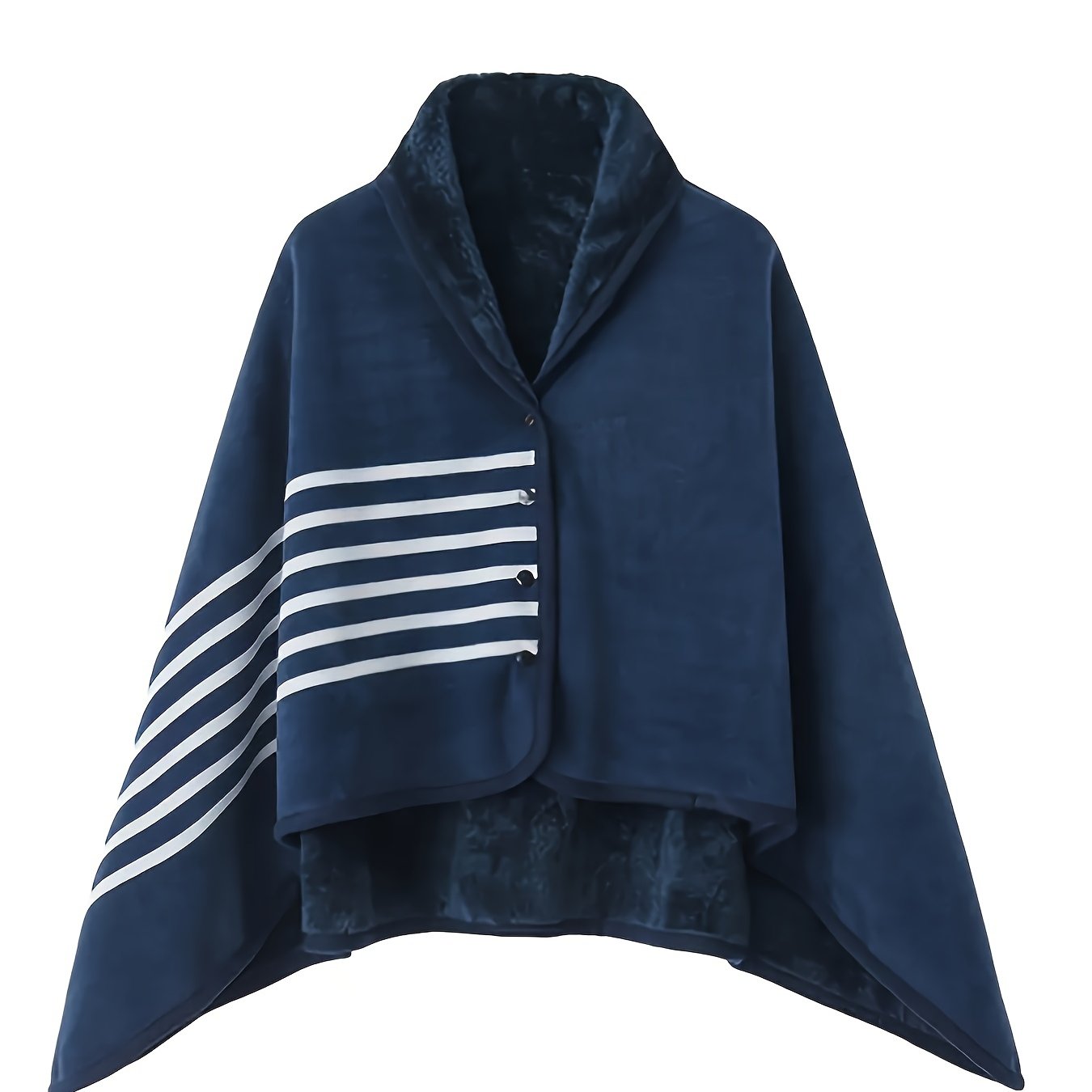 Пижамный плащ в клетку, изготовленный из 100% полиэстерового фланели, с v-образным вырезом, без рукавов и с кнопочной застежкой. Средняя растяжимость и свободный крой, подходит для всех сезонов. Может использоваться как плед для сна в