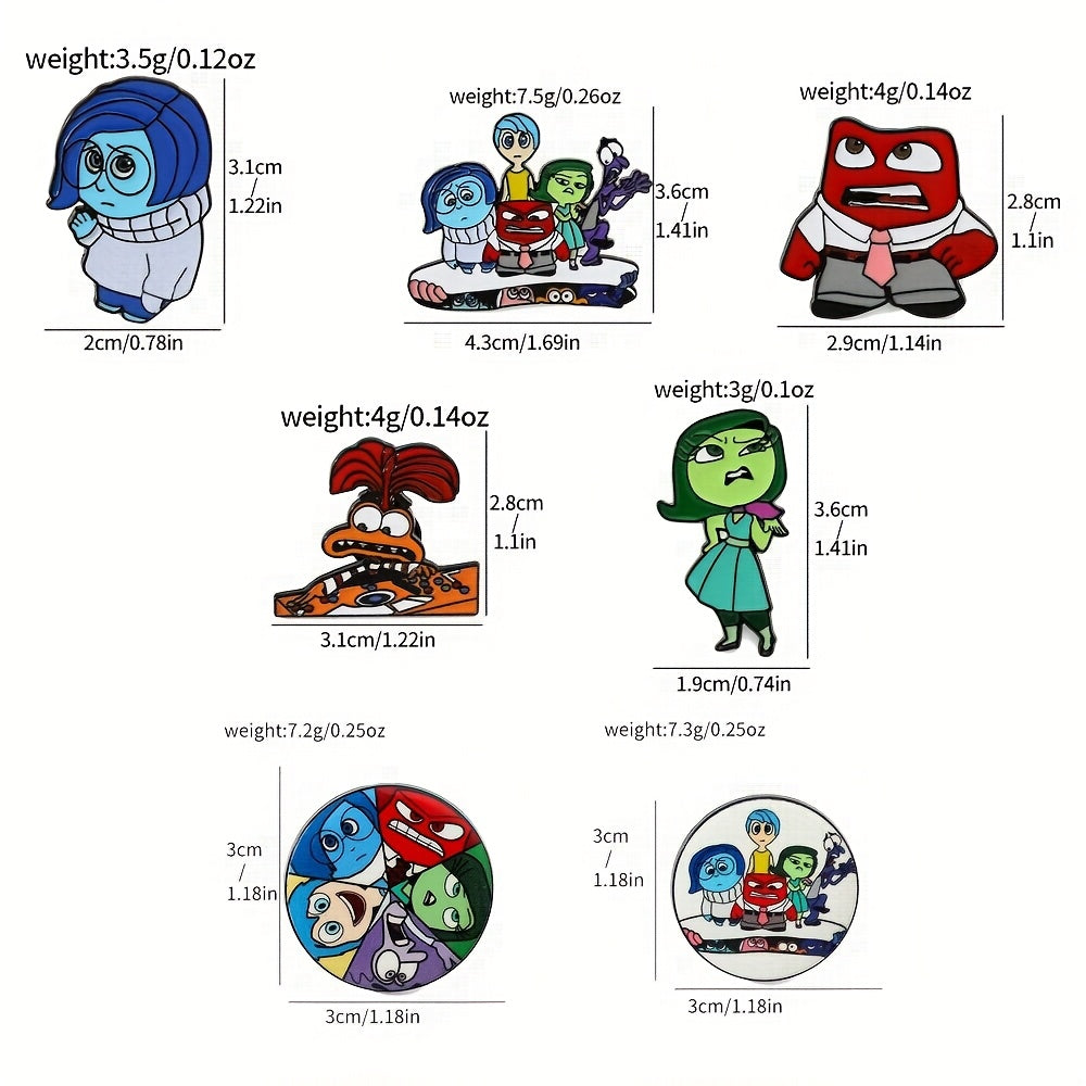 Set of 7 Disney Anime Enamel Pins Cartoon Animal Alloy Badges for Backpacks and Clothing