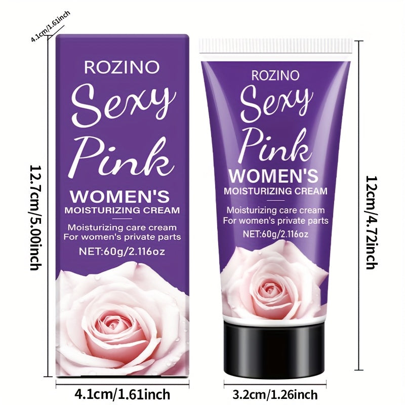 ROZINO 60g Intim Qism Kreemi, Atirgul Hidli, Gippoallergenik, Vitamin E va O'simlik Ekstraktlari bilan Namlantiruvchi, Barcha Terilar Turi uchun Mos, Quruq Teriga Yaroqli, Maxfiy Nozik Teri Parvarishi uchun