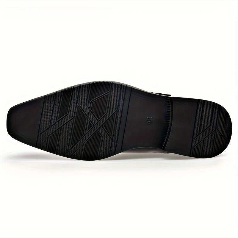 Men's Casual Shoes Large Size Buckle Design Solid Color Leather Comfortable All-Season