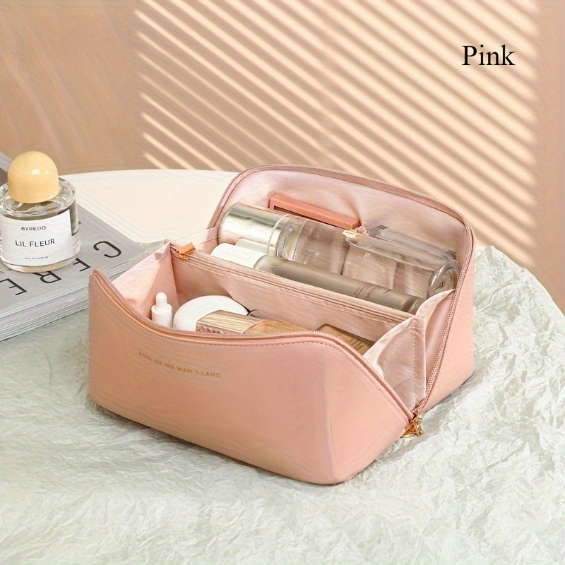 Pink Travel Makeup Bag Waterproof Large Capacity Organizer with Dividers