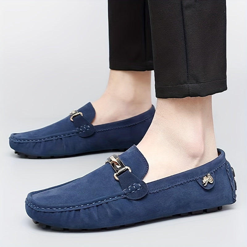 Men's Metallic Moccasin Loafers Non-Slip Slip-On Shoes for Spring and Summer