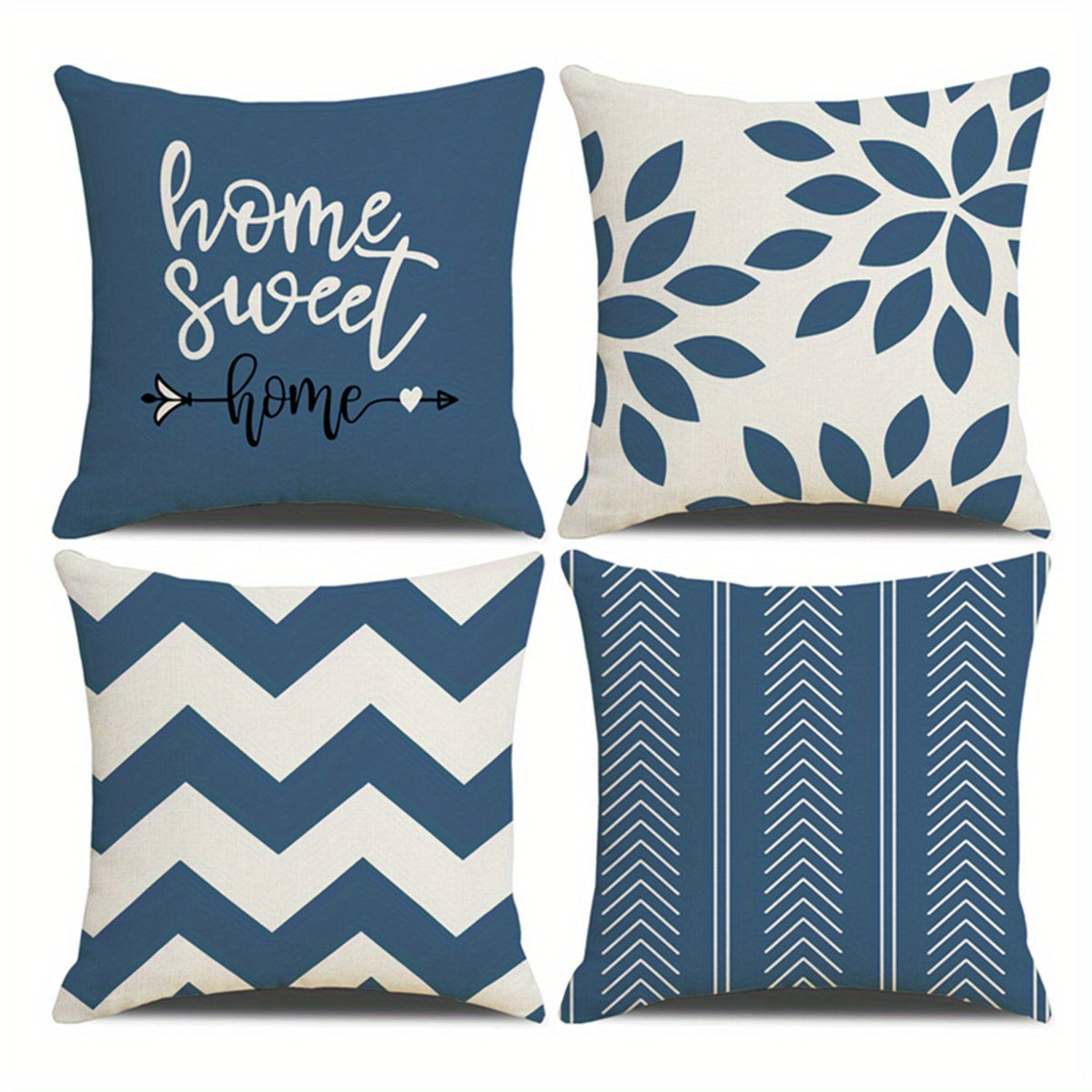 Four Piece Square Cushion Cover Set with Zipper Printed Pillowcases for Living Room and Bedroom Decor