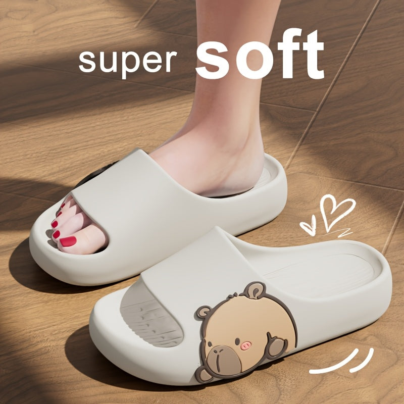 Women's EVA Slides Open-Toe Summer Sandals Black Yellow Beach & Indoor