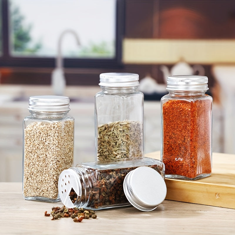24-Piece Glass Spice Jar Set with Aluminum Lids, Labels, Funnel, and Brush