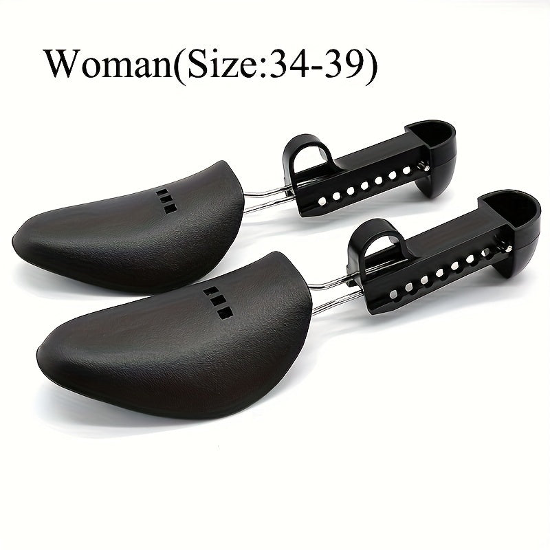 2 Pack Black Plastic Shoe Stretchers for Men and Women with Metal Hooks