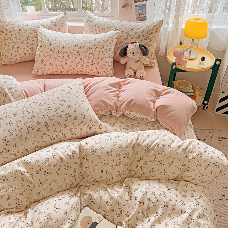 Yumshoq gullar naqshidagi yotoq to'plami, yostiq qoplari bilan birga, nafas oladigan polyesterdan tayyorlangan va zip yopilishi mavjud. Har mavsum uchun mos, yotoqxona va mehmonxonalar uchun mukammal.