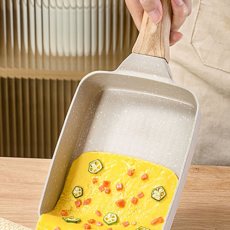 Japanese Style Tamagoyaki Pan Set Non-Stick Silicone Omelette Cookware with Wooden Handle