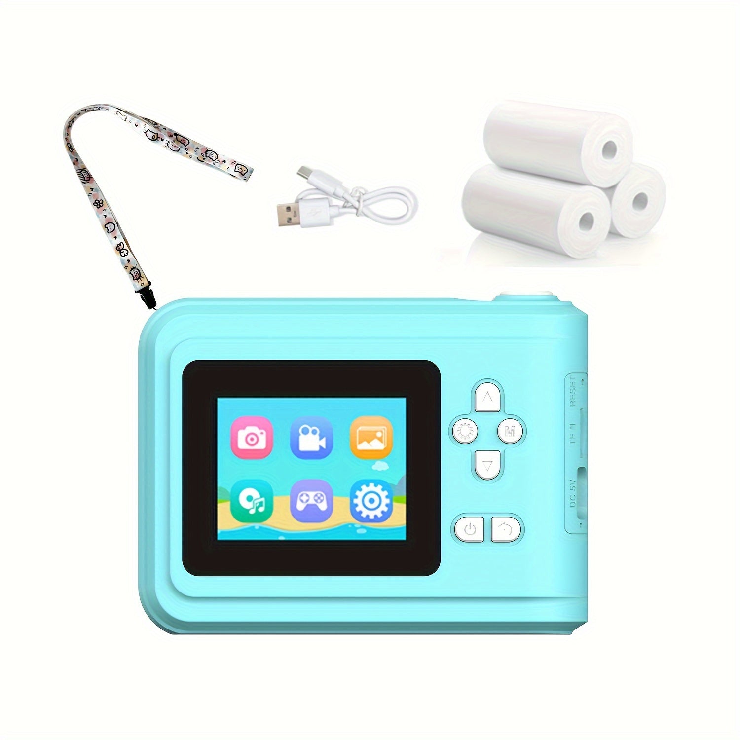 USB-Powered Instant Photo Printer with Rechargeable Battery and 2 Paper Rolls