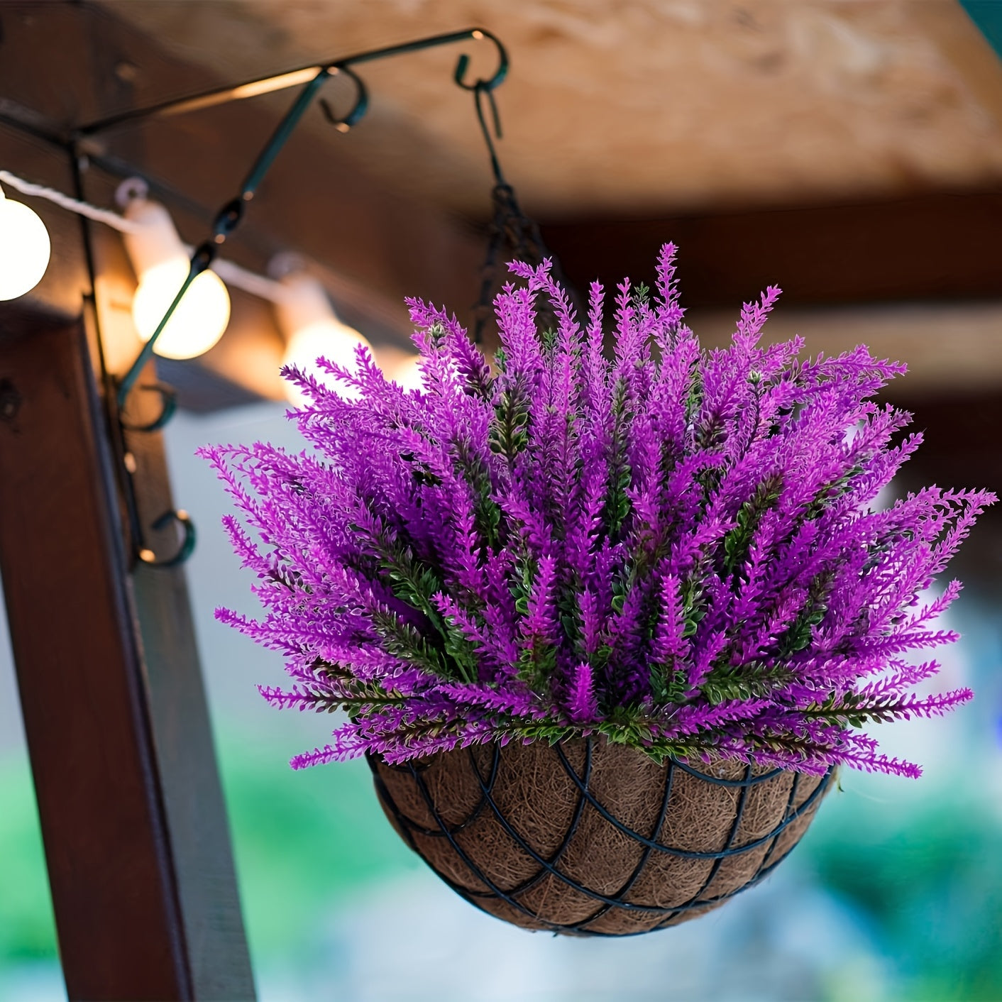 Artificial Lavender Flowers 8 Bundles UV-Resistant Outdoor Decoration