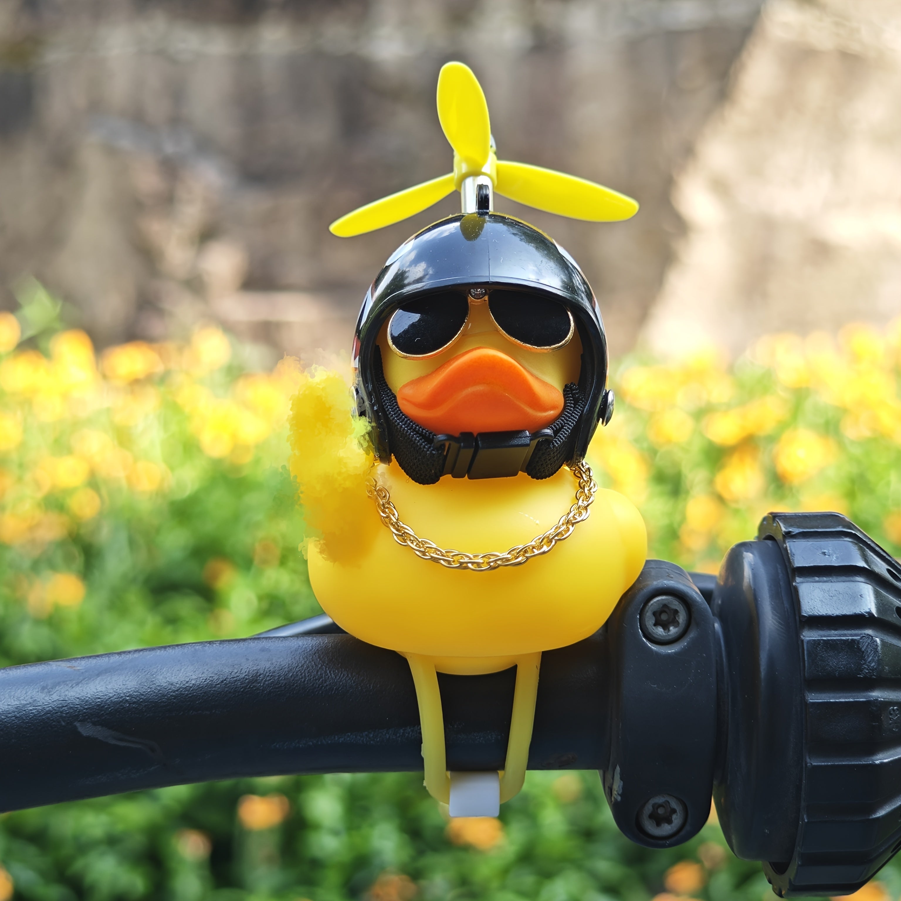 Motorcycle Decor Duck with Shark Helmet Propeller PVC Elastic Strap for Bikes