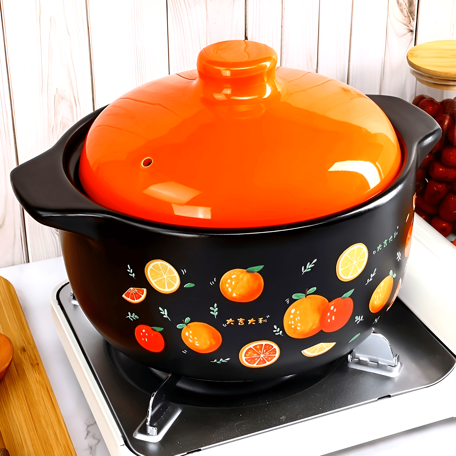 Gran cazuela de cerámica ovalada para sopas y guisos, para cocinas de gas e inducción