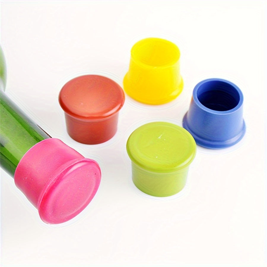 Set of 5 Food-Grade Silicone Wine Stoppers in Assorted Colors for Freshness