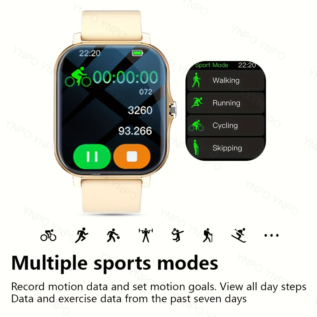 Smartwatch for Men and Women Wireless Calling Sports Modes Camera Control Message Notifications Ultra Thin Borderless Design Compatible with Android and iPhone