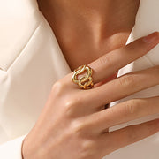 Women's Stainless Steel Geometric Oval Ring Hypoallergenic Titanium Alloy Jewelry