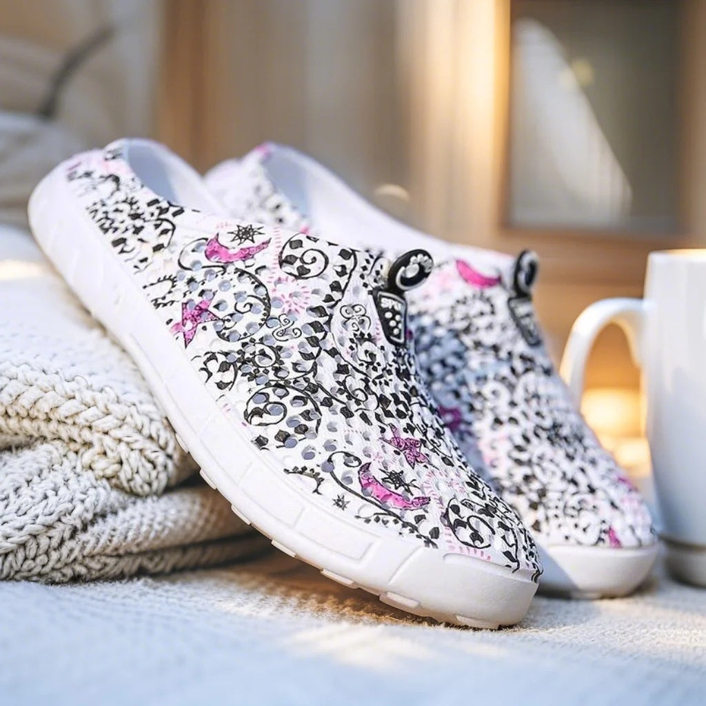 Women's Summer Shoes Breathable Star Moon Print Comfortable Footwear