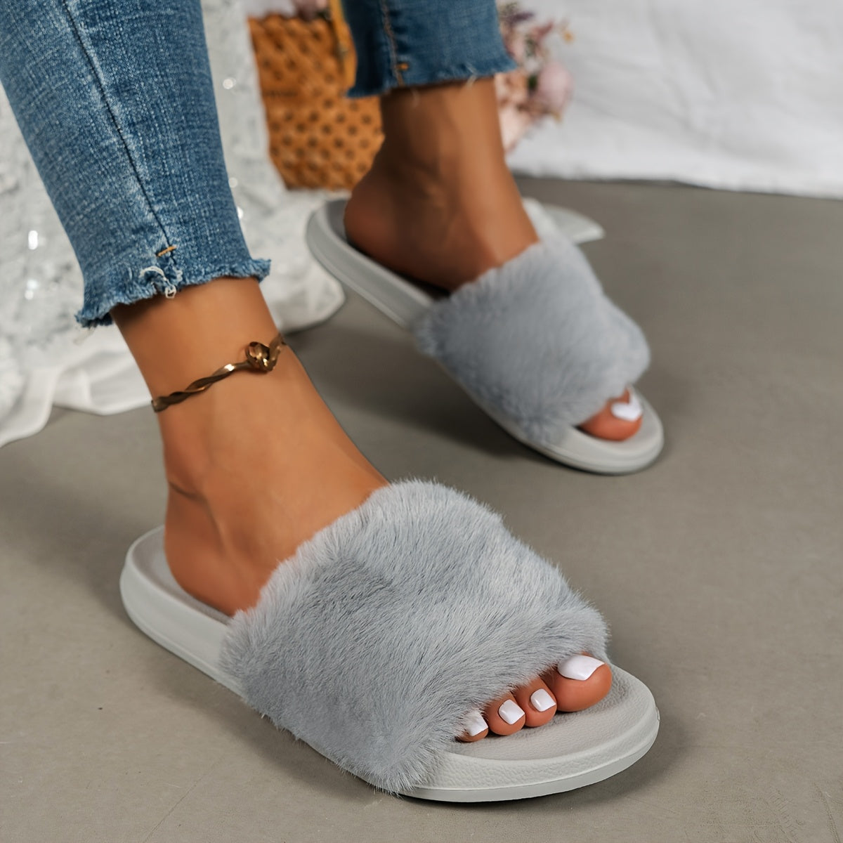 Women's Solid Color EVA Slip-On Home Slippers with Non-Slip Soft Bottom