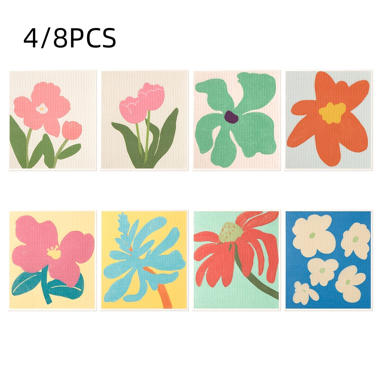 4 ta Guli-Nazoratli Shvetsiya Oshxona To'plami - Ekologik Toza Qayta Ishlatiladigan Oshxona Sochiqlari, Tez Quriydigan, Qiziqarli va Kulgili Tozalash Gubkalari