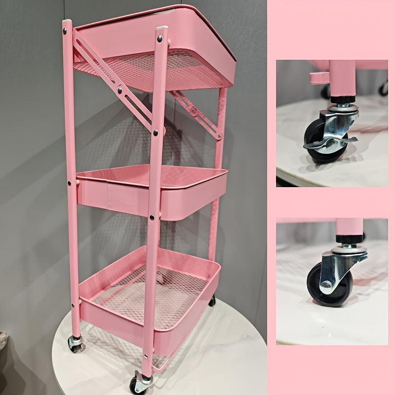 Multi-Layer Plastic Storage Rack Foldable Organizer for Kitchen Bathroom Bedroom