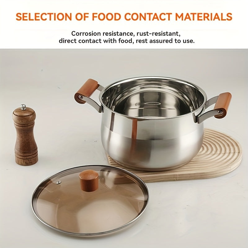 Juego de utensilios de cocina de acero inoxidable de 6 piezas con ollas para hervir y guisar aptas para lavavajillas