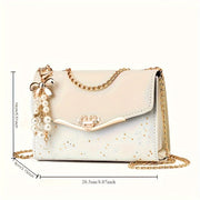 Mini Crossbody Bag with Sparkling Sequins Lightweight PU Adjustable Strap for Holidays and Gifts