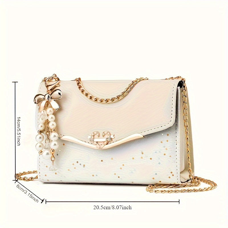 Mini Crossbody Bag with Sparkling Sequins Lightweight PU Adjustable Strap for Holidays and Gifts