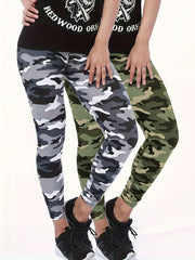 Women Plus Size Camouflage Print Skinny Leggings Casual Stretchy Pants