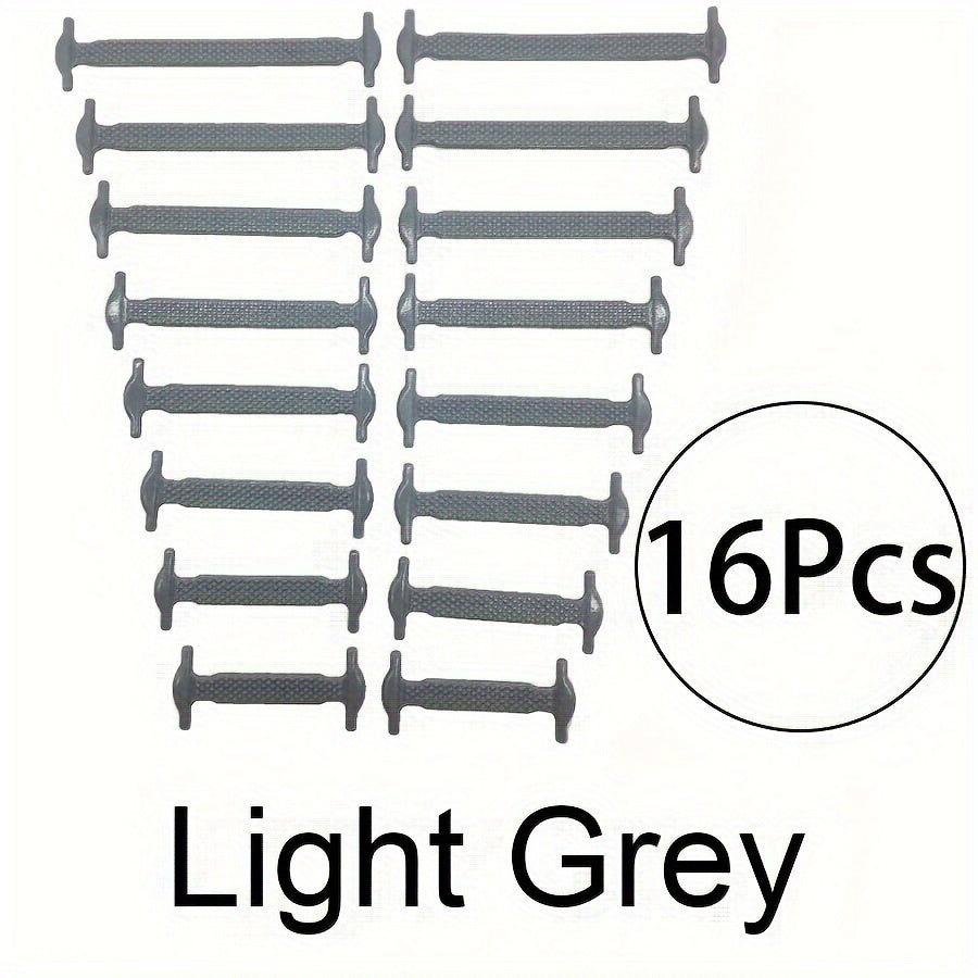 Unisex Elastic Silicone Shoelaces I-Shaped Buckle-Free Casual, Versatile Set of 16