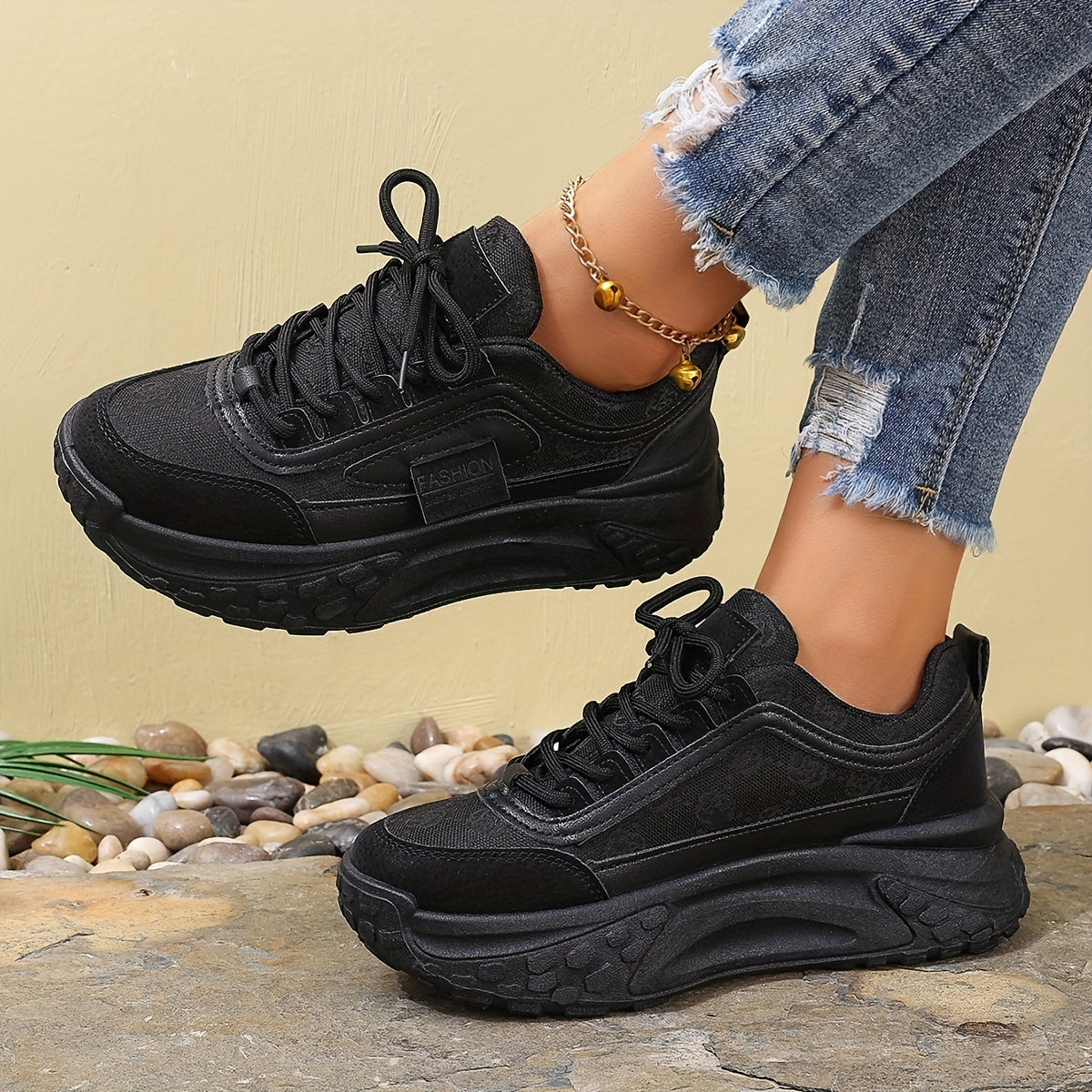 Zapatillas con plataforma de patrón floral para mujer, ligeras y cómodas para caminar