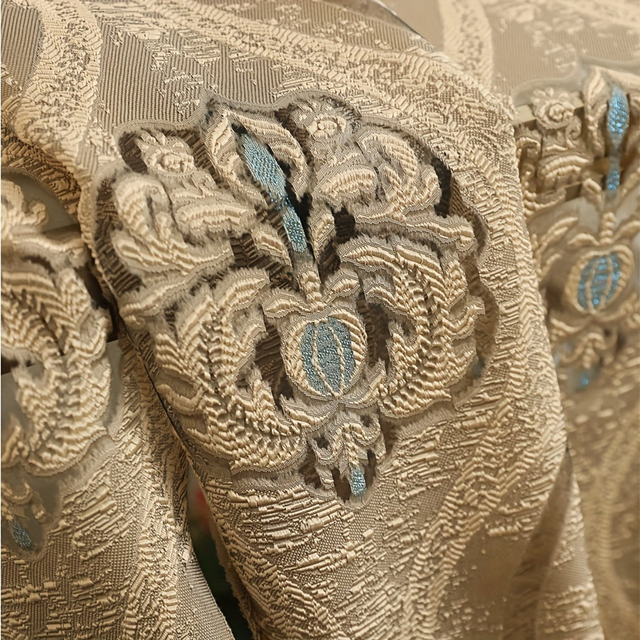 Golden Jacquard Window Curtain for Living Room Bedroom Balcony 70 Inches