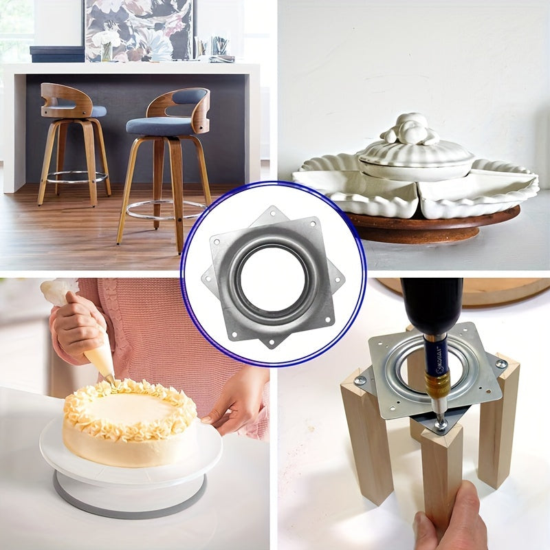 4 dyuymli temir kvadrat Lazy Susan aylantiruvchi rulman, toʻpli rulmanlar bilan, xizmat qilish tasmalariga, oshxona saqlash javonlariga, hunarmandchilik stollariga moʻljallangan, 1 ta paket