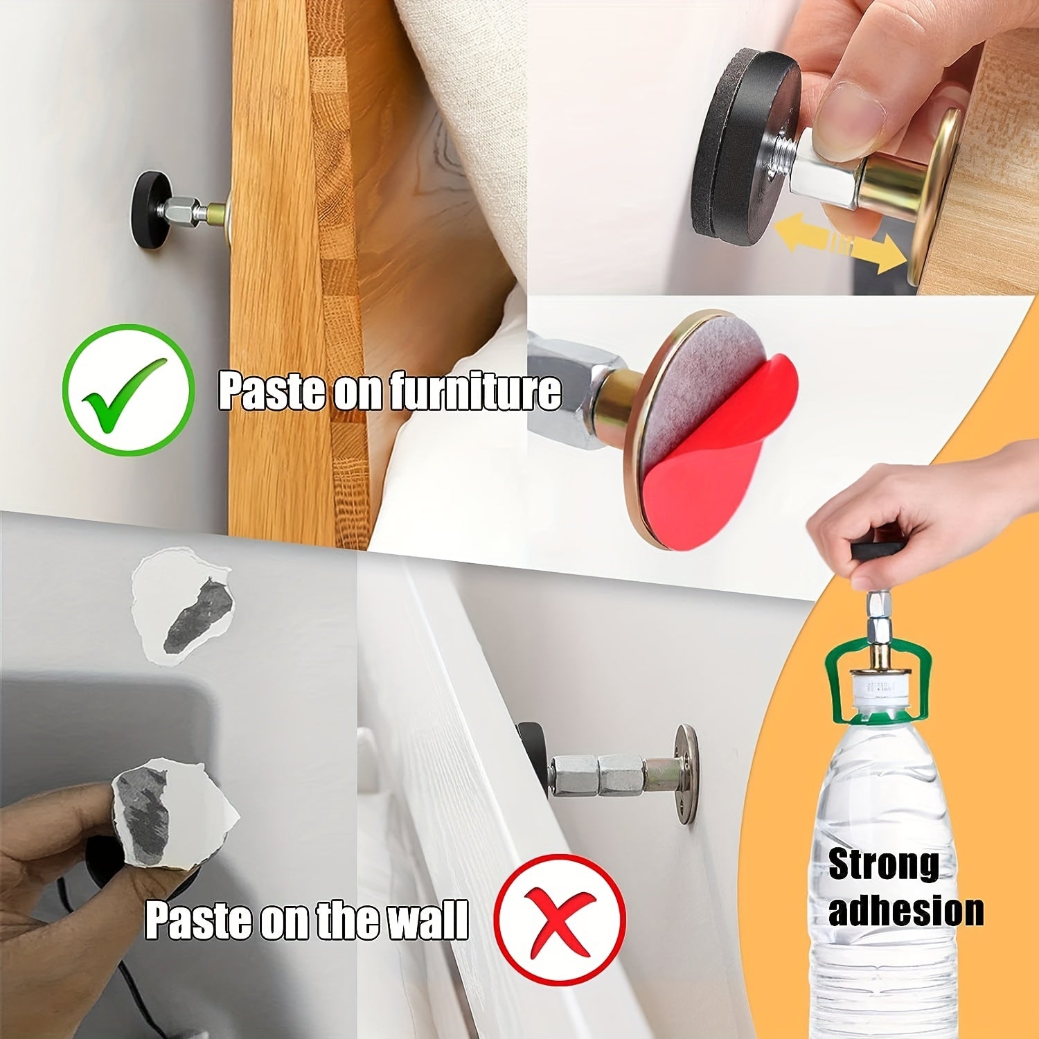 Two-Pack Adjustable Bed Frame Stabilizer Tools with Headboard Stoppers