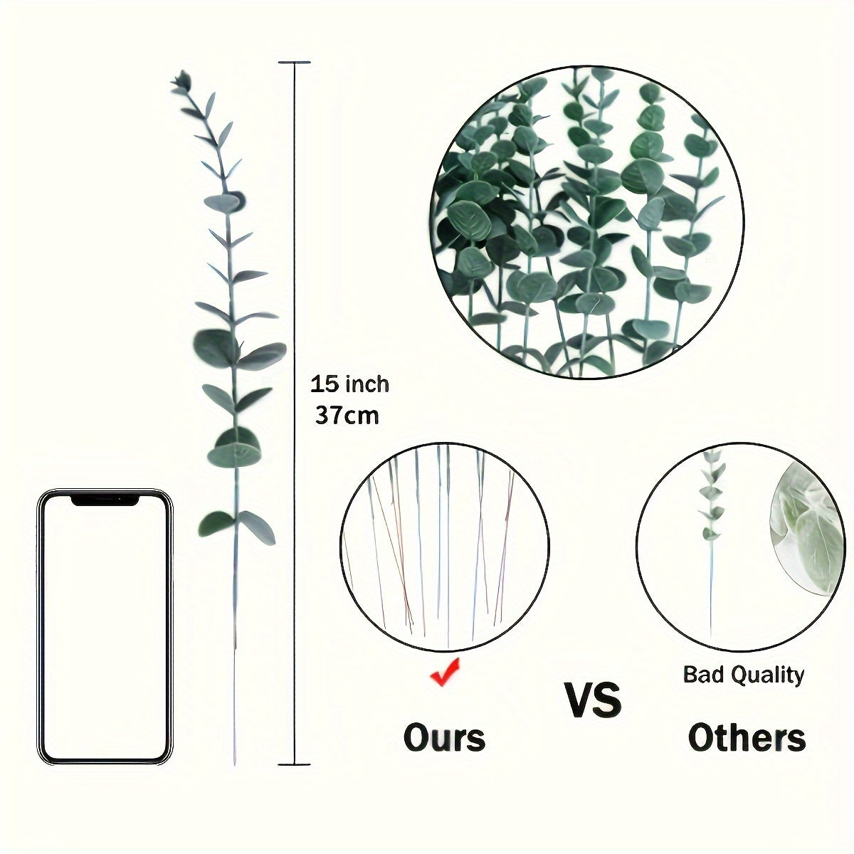 Универсальный набор из 12-48 искусственных стеблей эвкалипта для домашнего декора, подходит для различных случаев. Контейнер не включен.