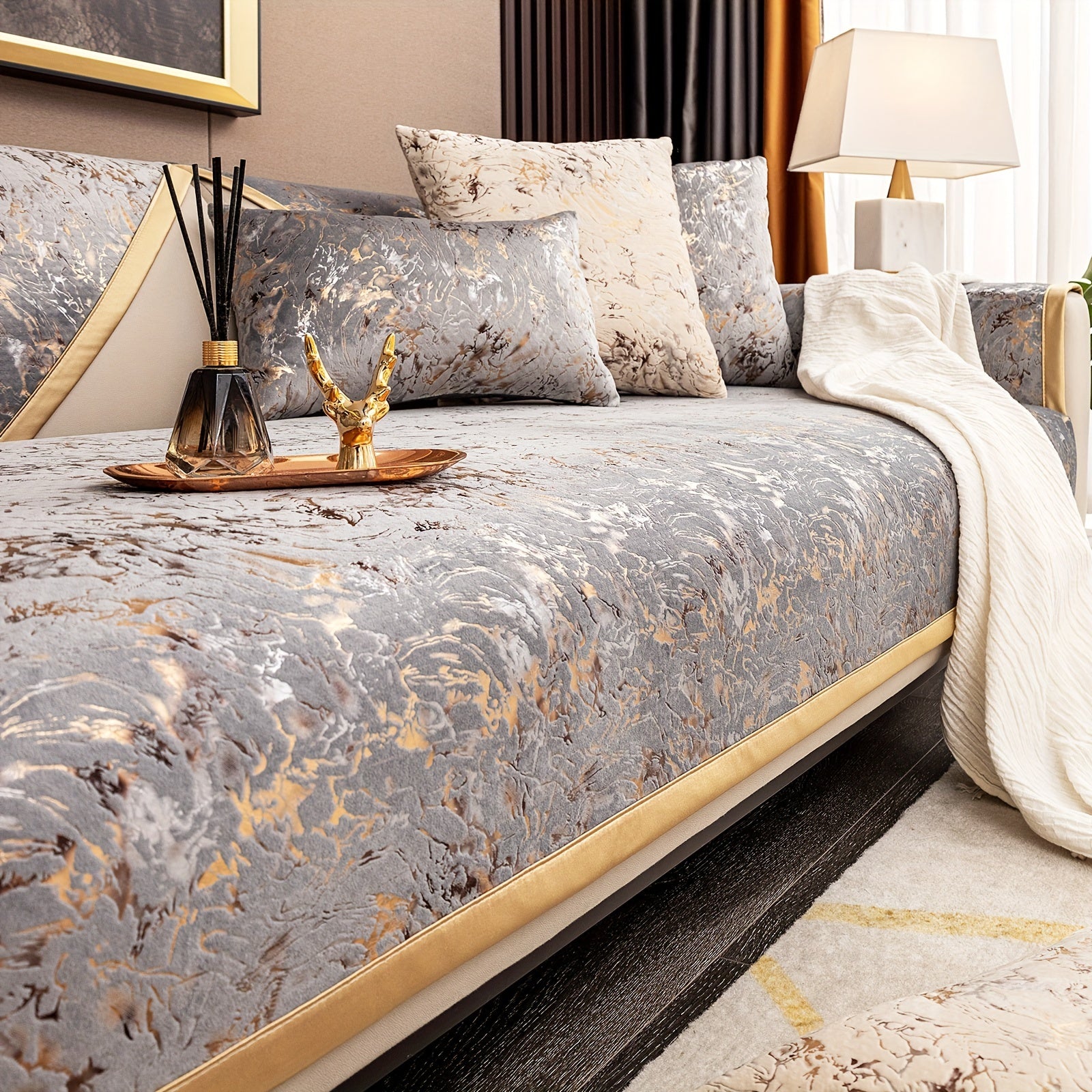 Европейский стиль чехол для дивана, универсальный чехол для всех сезонов с чехлом для подушки и защитным чехлом для подушек дивана. Подходит для различных комнат и домашнего декора.