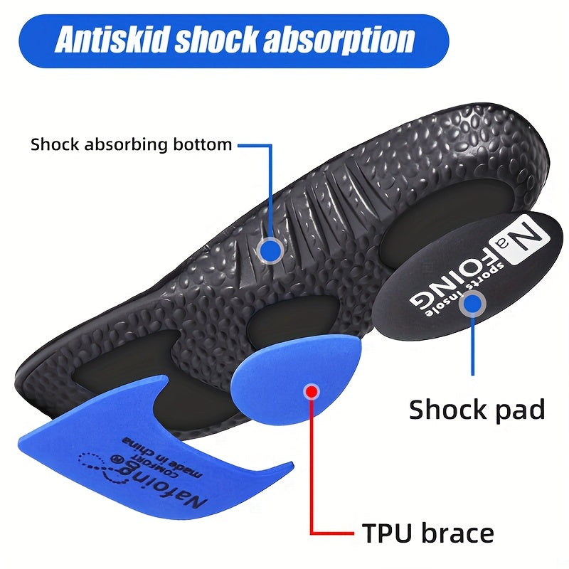 Uniseks yuqori elastiklikdagi arka qo‘llab-quvvatlovchi insoles EVA qora ko‘k yugurish va kundalik poyabzal uchun
