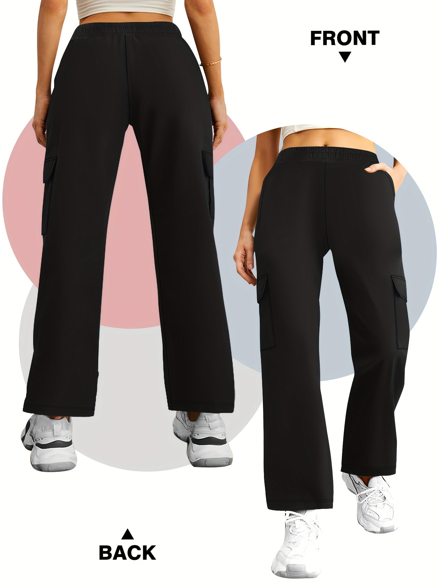 Plus Size Cargo Pants Women High Waisted Wide Leg Casual Streetwear